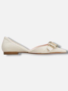 Roger Vivier Women's White Viv' Canard D'Orsay Ballerinas in Leather Size 40